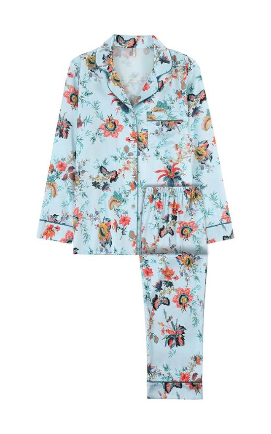 Printed Satin Pajama Set