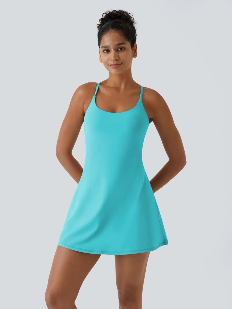 Backless Active Dress – Easy On & Off With Built-In Shorts