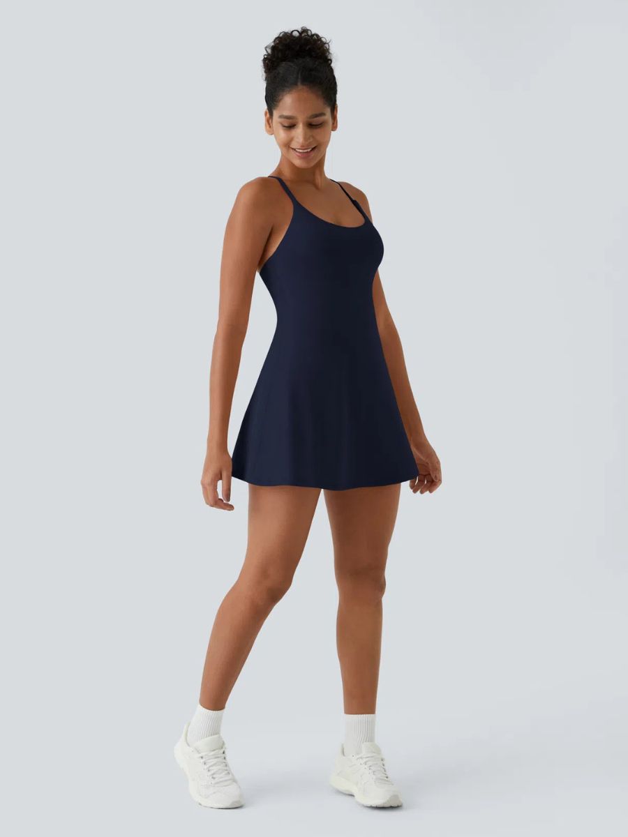 Backless Active Dress – Easy On & Off With Built-In Shorts
