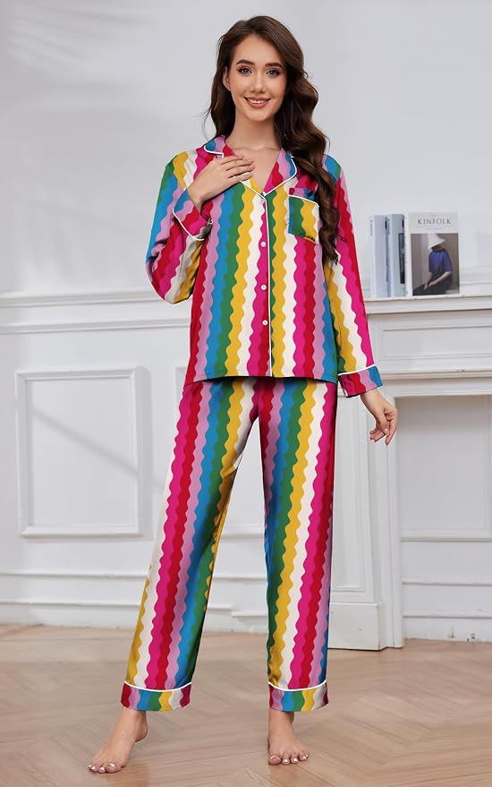 Printed Satin Pajama Set