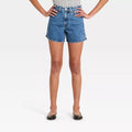 High-Rise A-Line Denim Shorts