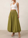 Rounded Hem Maxi Skirt