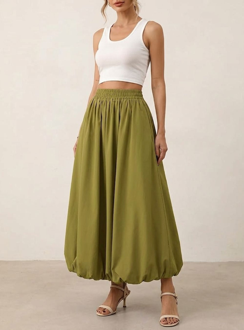 Rounded Hem Maxi Skirt