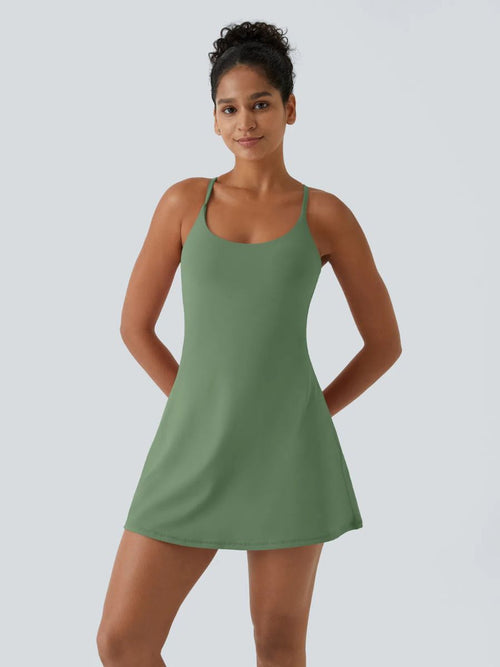 Backless Active Dress – Easy On & Off With Built-In Shorts