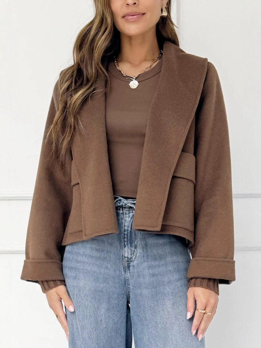 Cropped wool blend coat