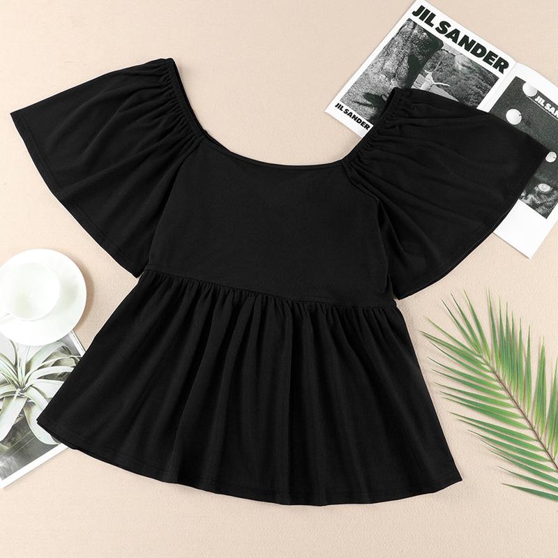 Ruched Flutter Sleeve Top