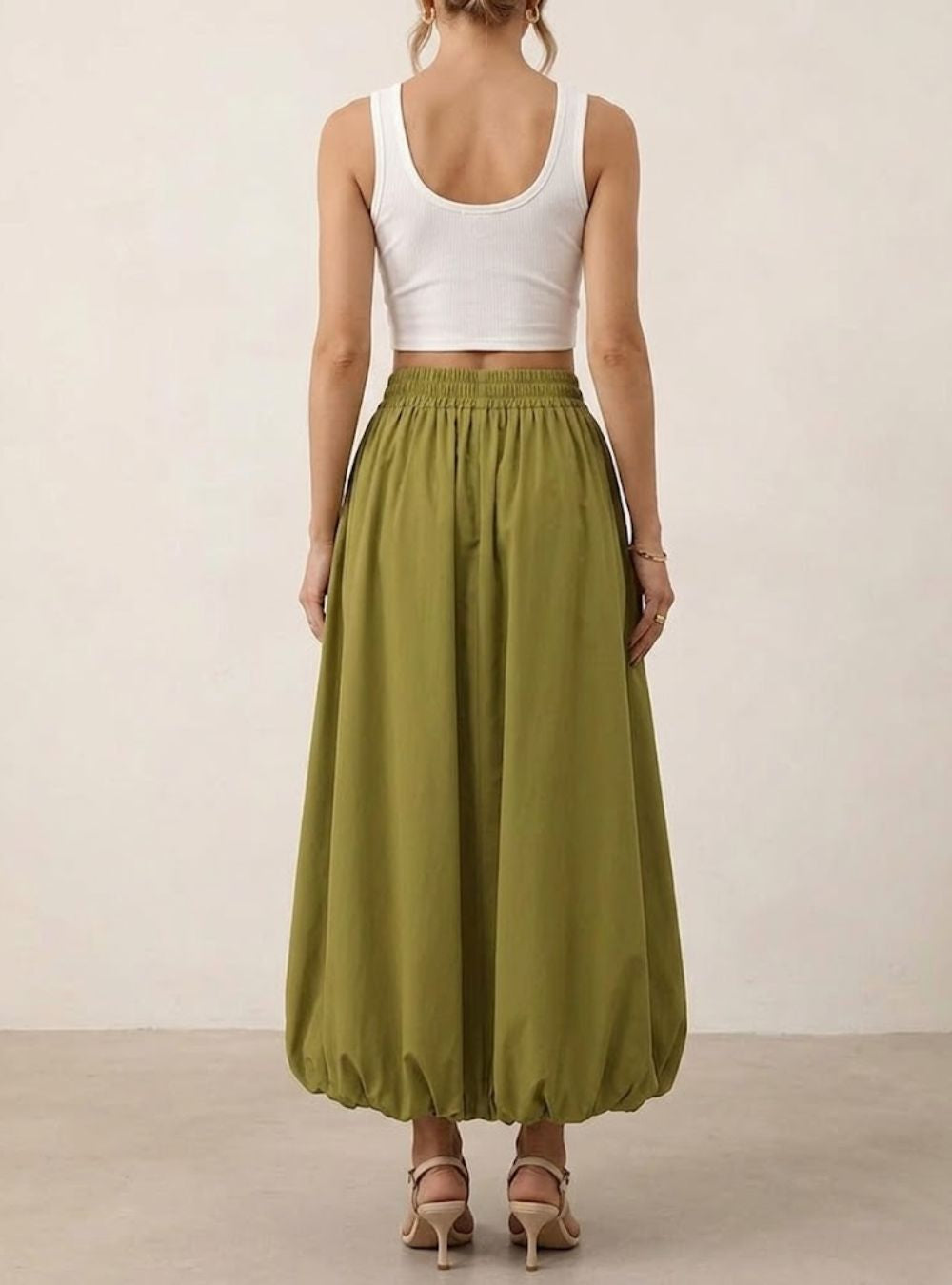 Rounded Hem Maxi Skirt
