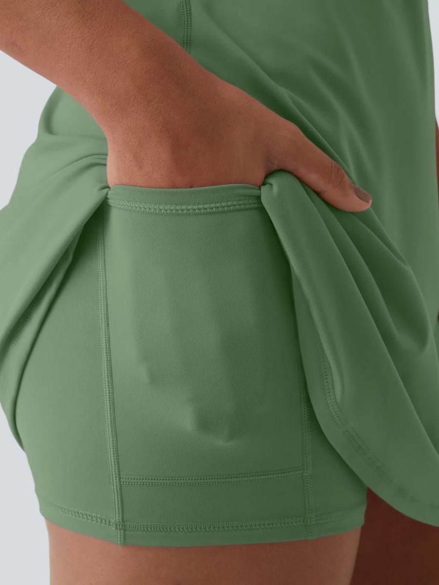 Backless Active Dress – Easy On & Off With Built-In Shorts