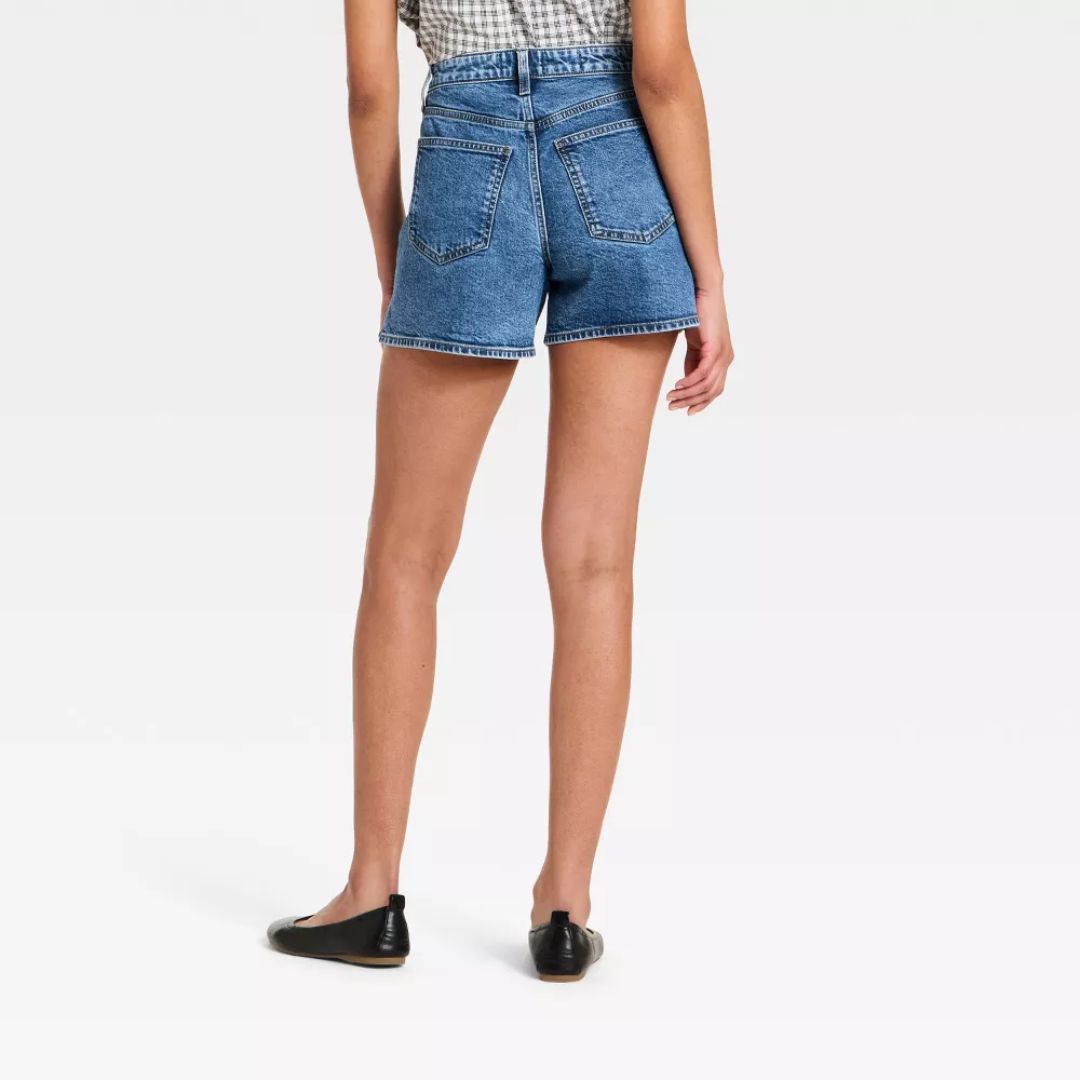 High-Rise A-Line Denim Shorts