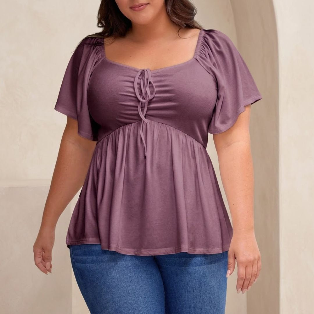 Ruched Flutter Sleeve Top