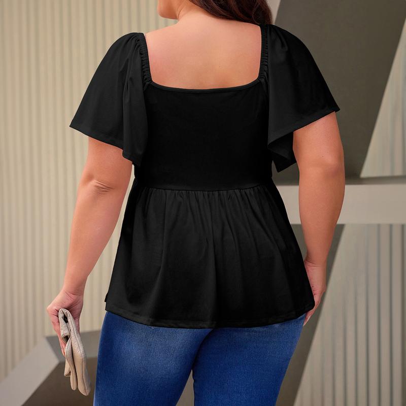 Ruched Flutter Sleeve Top