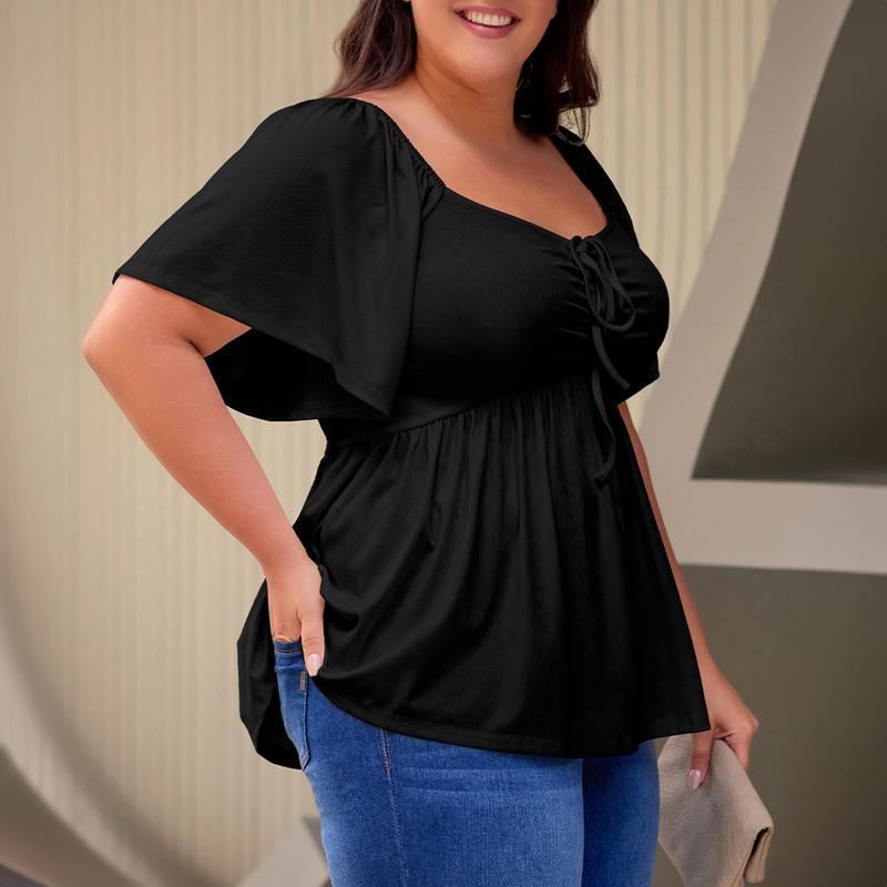 Ruched Flutter Sleeve Top