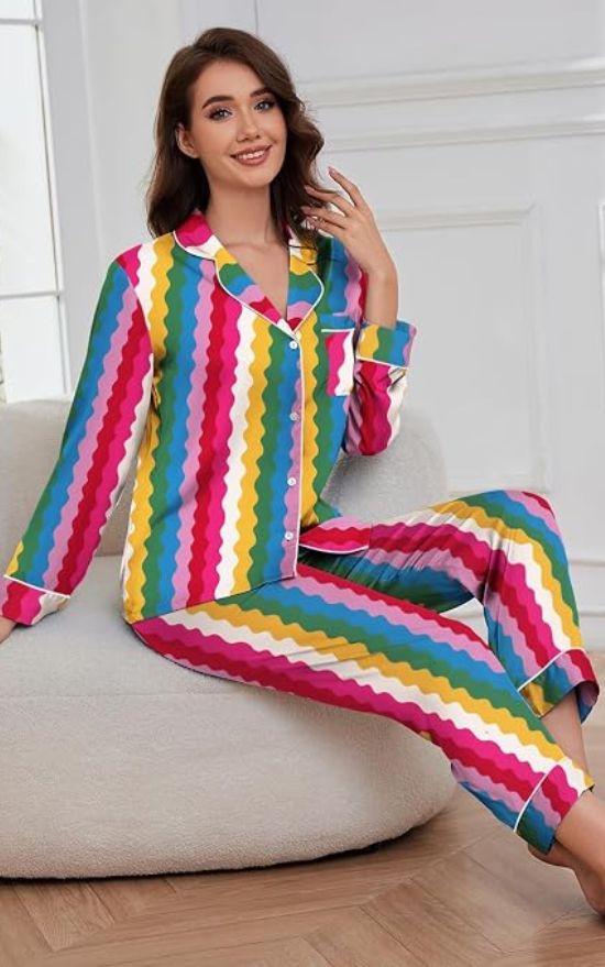 Printed Satin Pajama Set