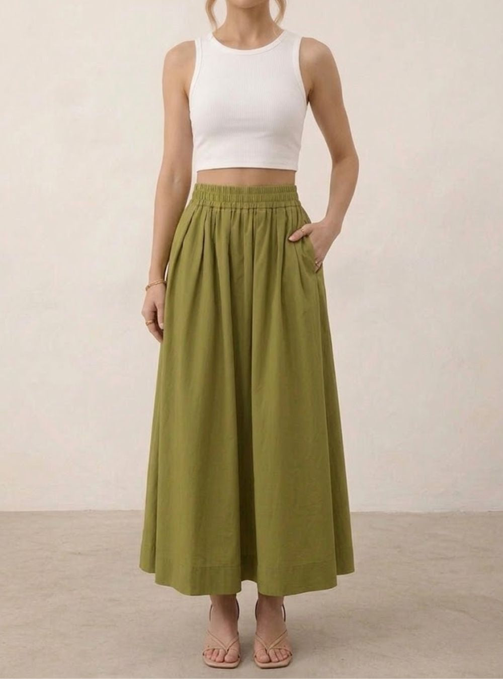 Rounded Hem Maxi Skirt