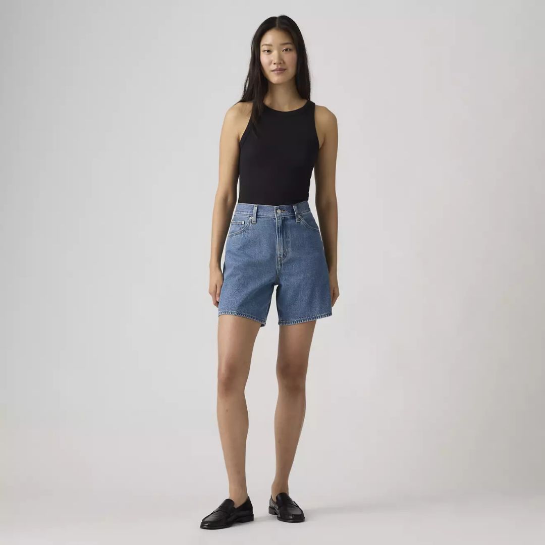 High-Rise Denim Shorts