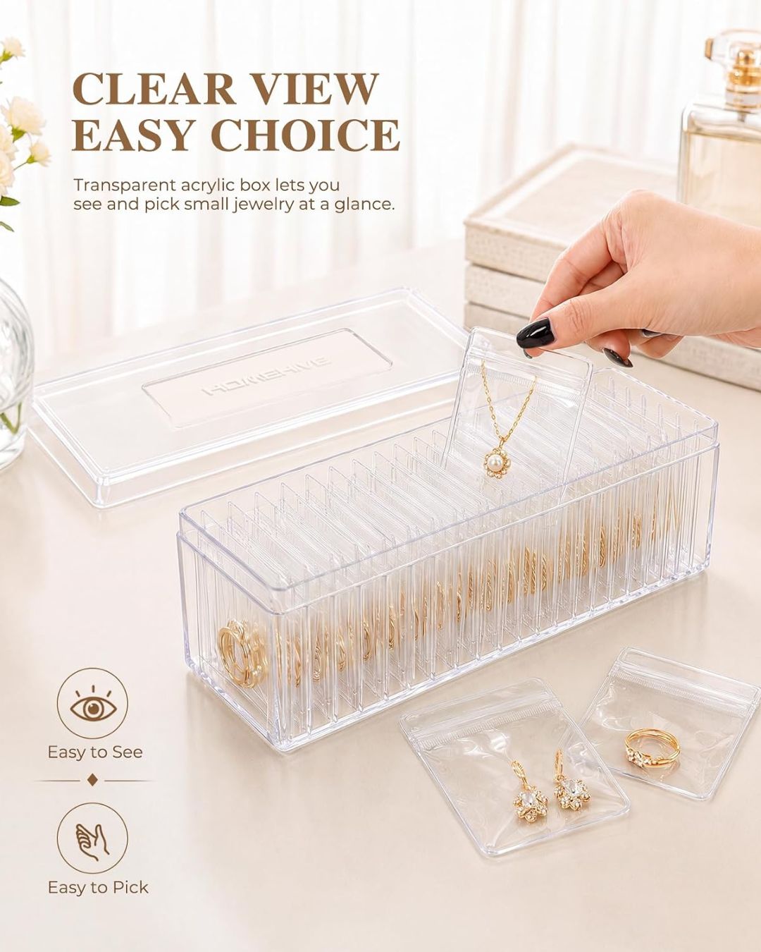 Clear Jewelry Organizer – 20 Individual Storage Pouches