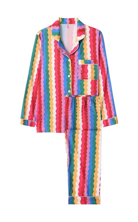Printed Satin Pajama Set
