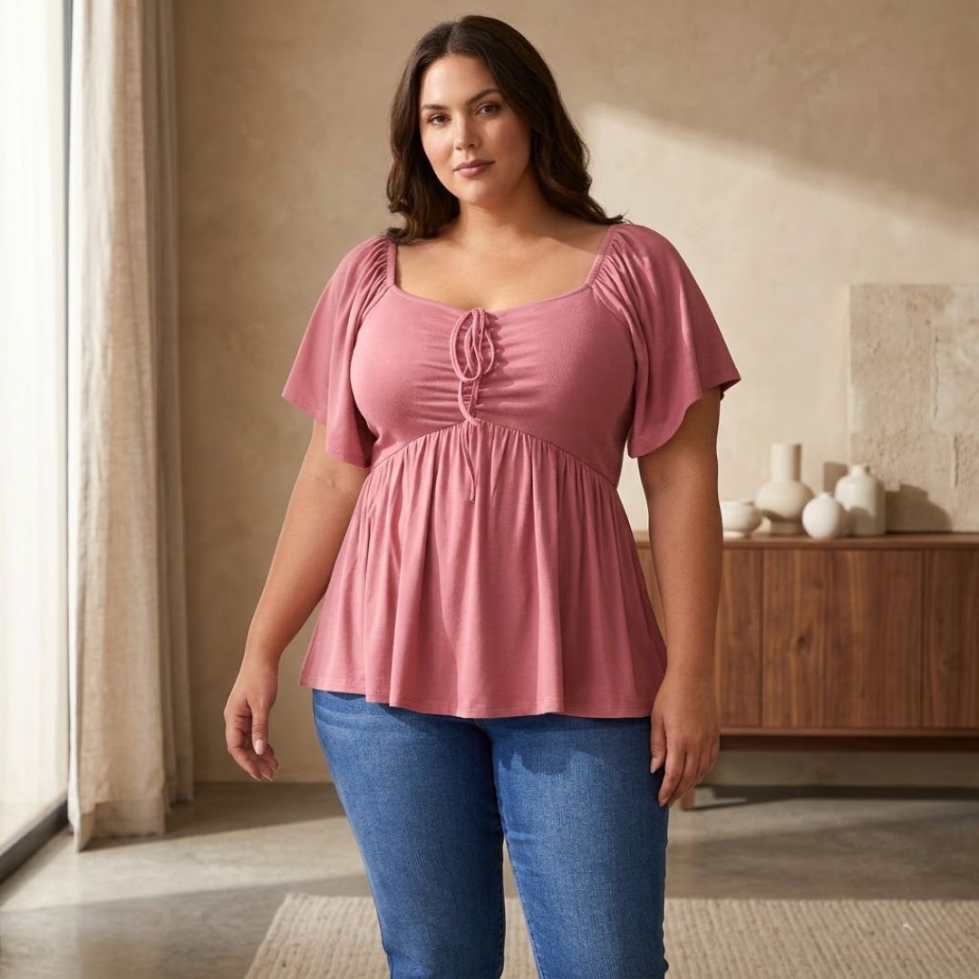 Ruched Flutter Sleeve Top