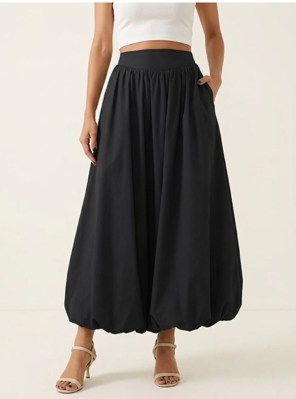 Rounded Hem Maxi Skirt