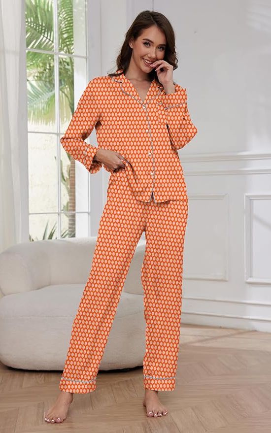 Printed Satin Pajama Set