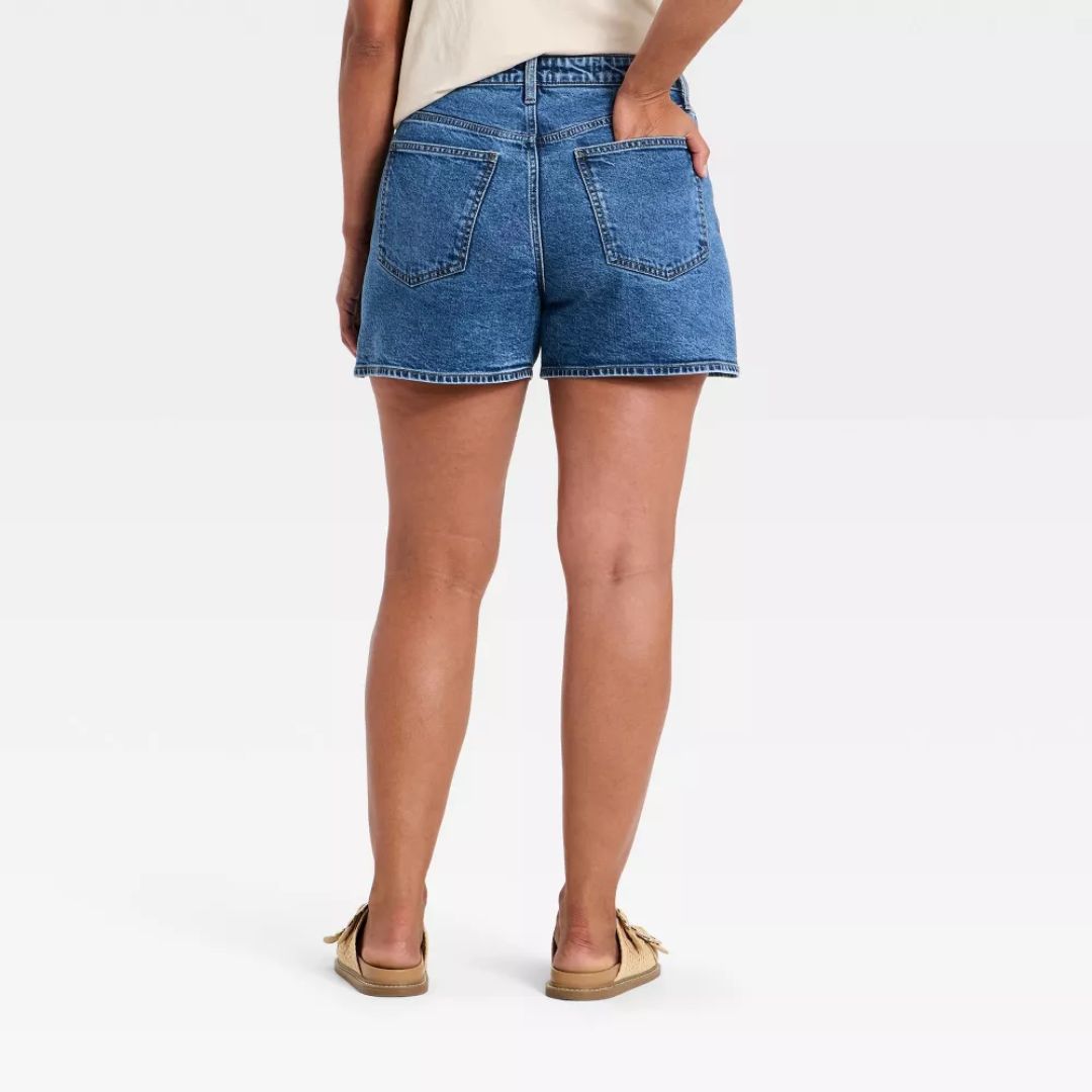 High-Rise A-Line Denim Shorts