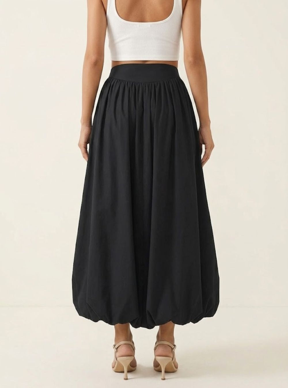 Rounded Hem Maxi Skirt