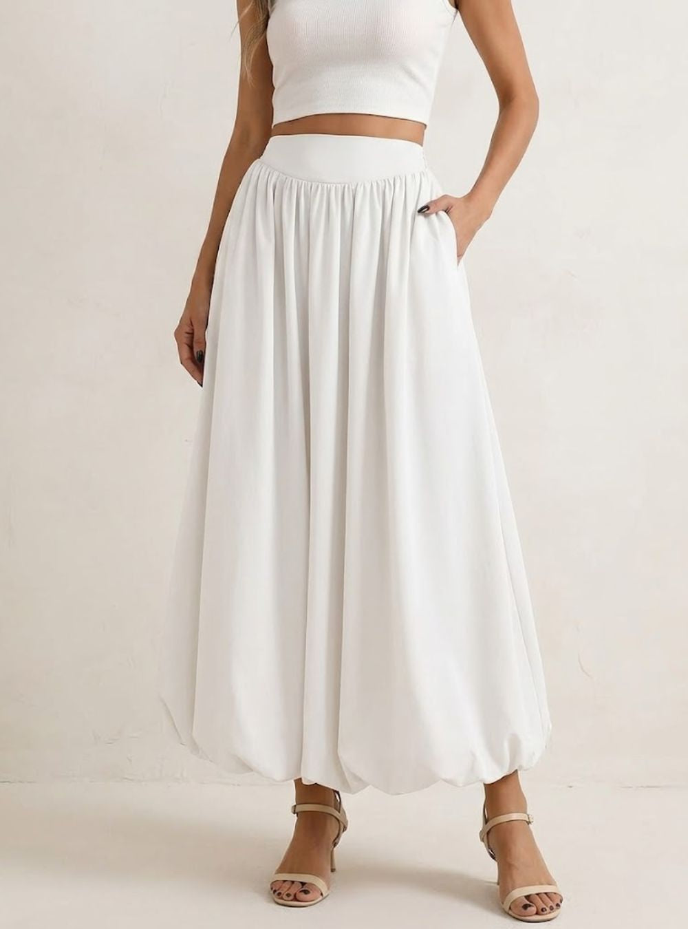 Rounded Hem Maxi Skirt
