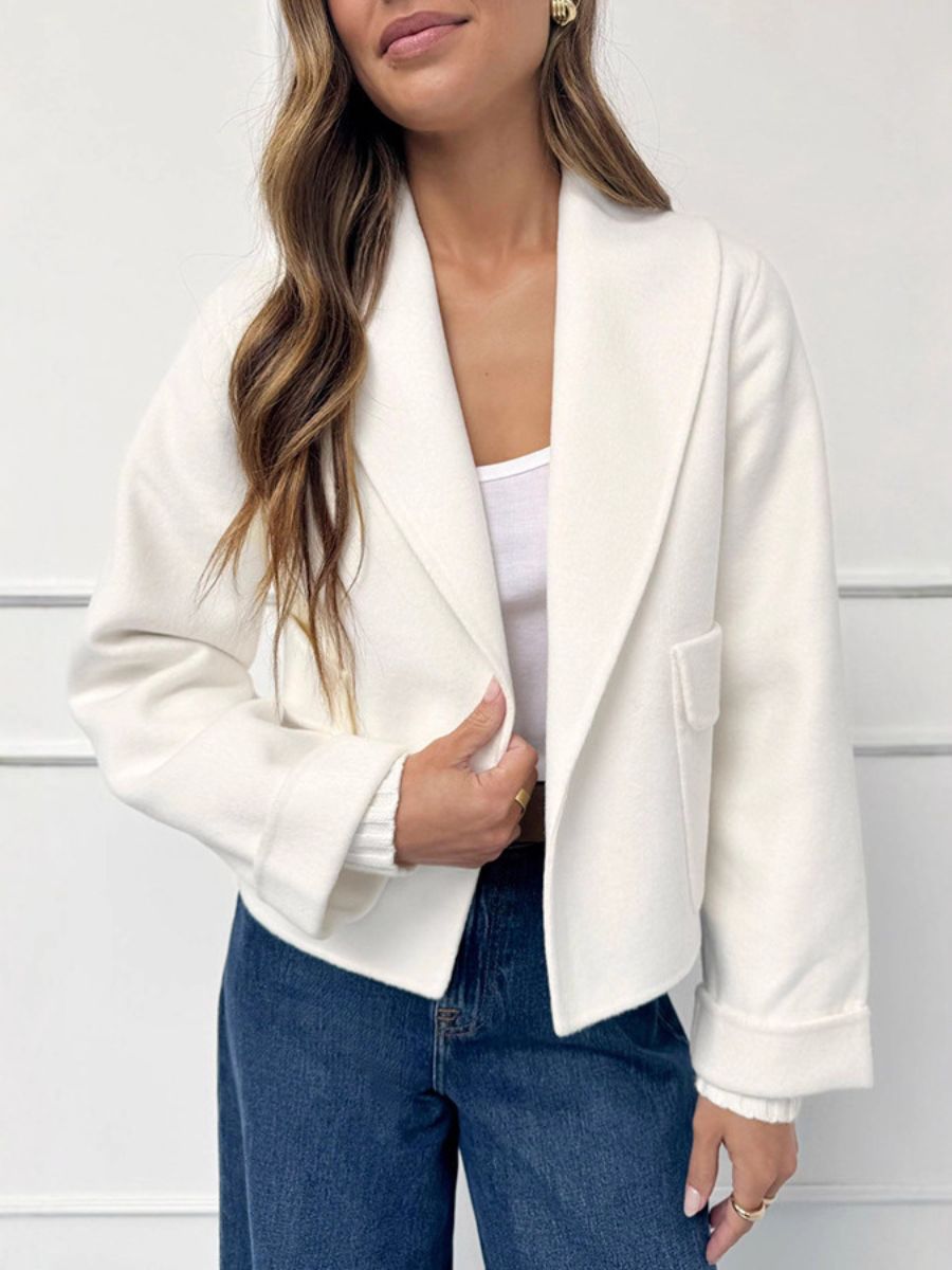 Cropped wool blend coat
