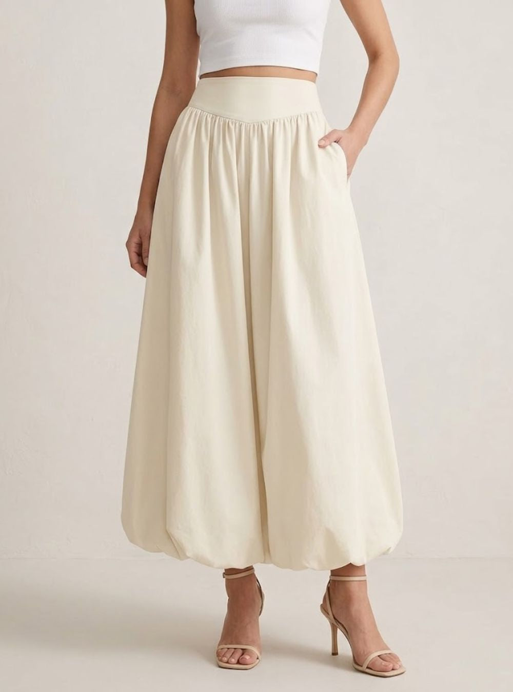 Rounded Hem Maxi Skirt