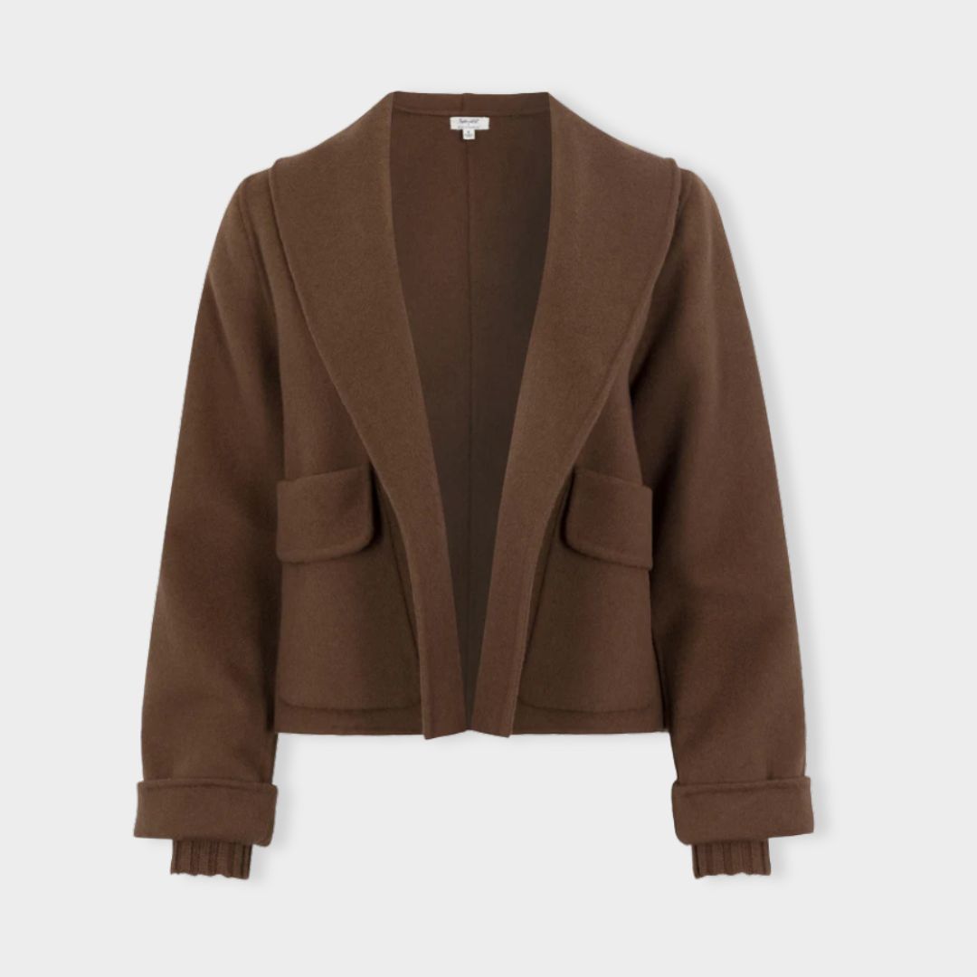 Cropped wool blend coat