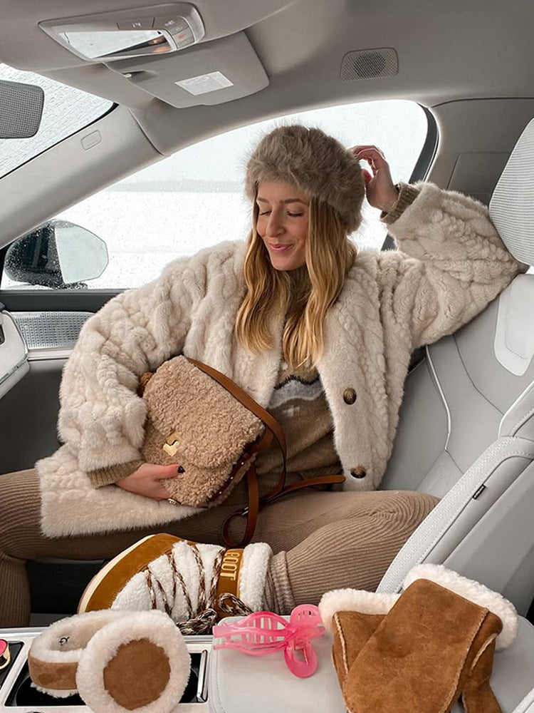 Faux Fur Button-Up Coat