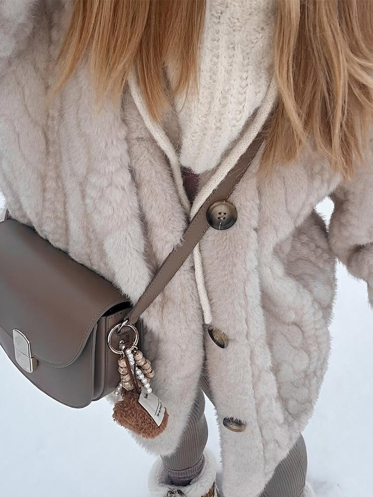 Faux Fur Button-Up Coat