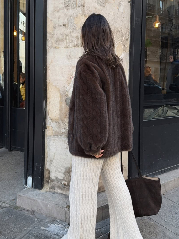Faux Fur Button-Up Coat