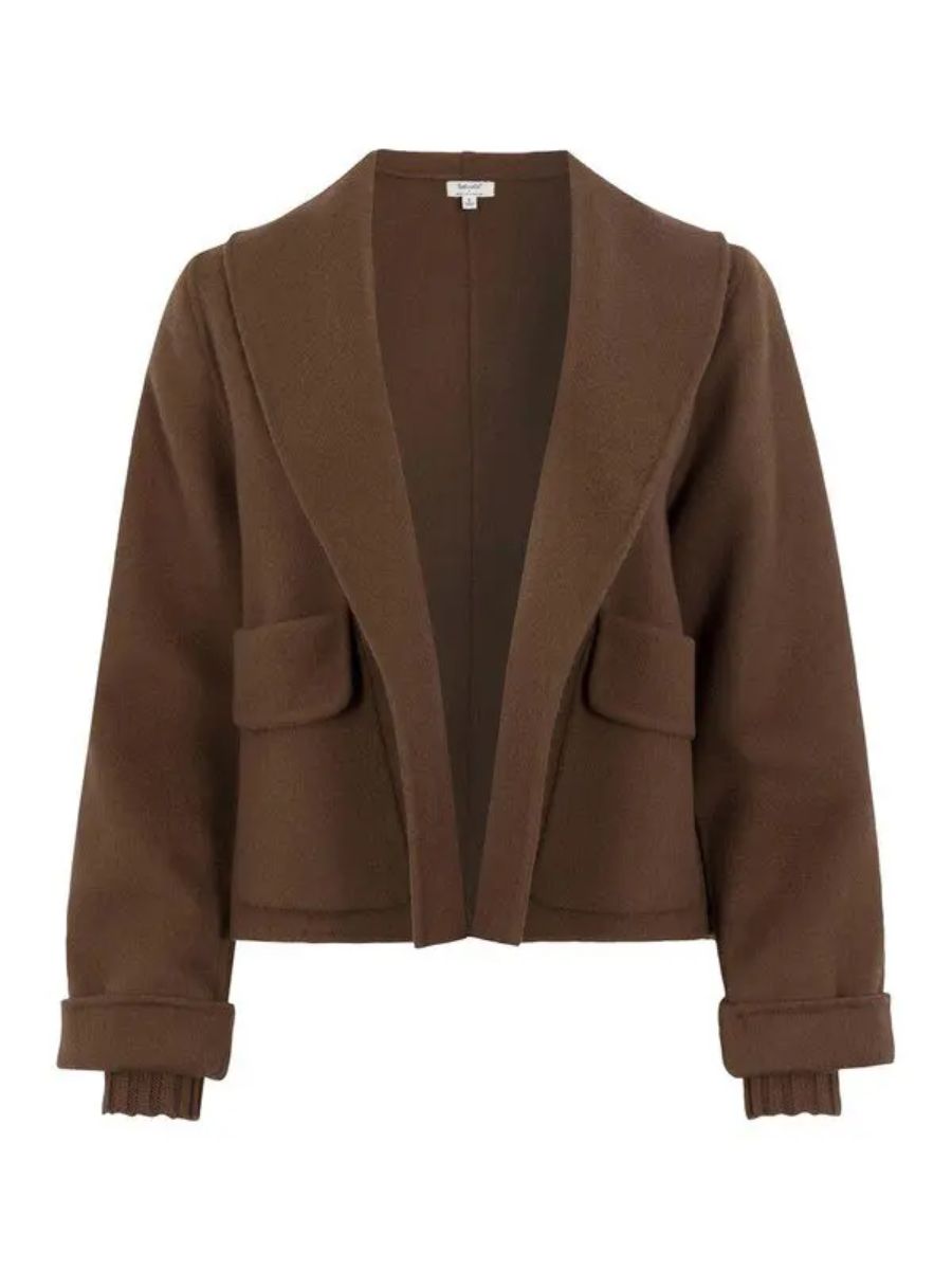 Cropped wool blend coat