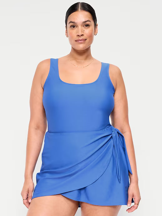 Square-Neck Swim Dress