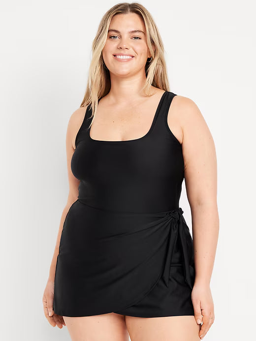 Square-Neck Swim Dress