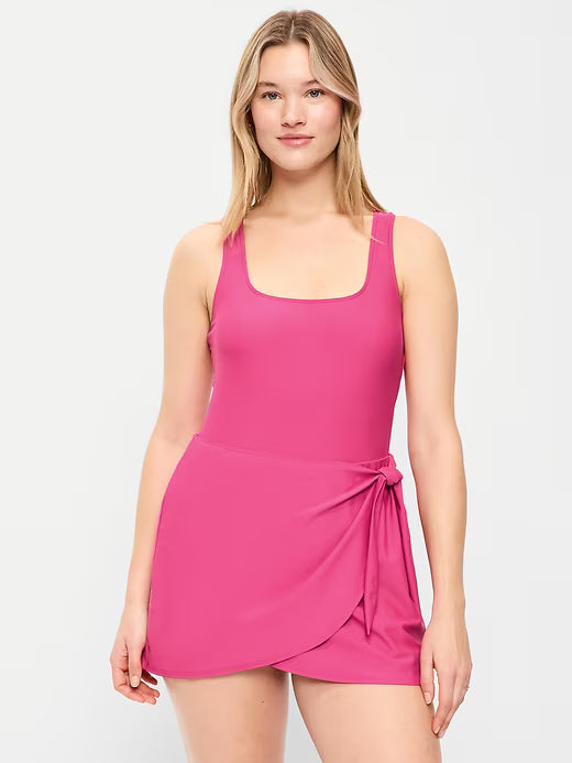 Square-Neck Swim Dress
